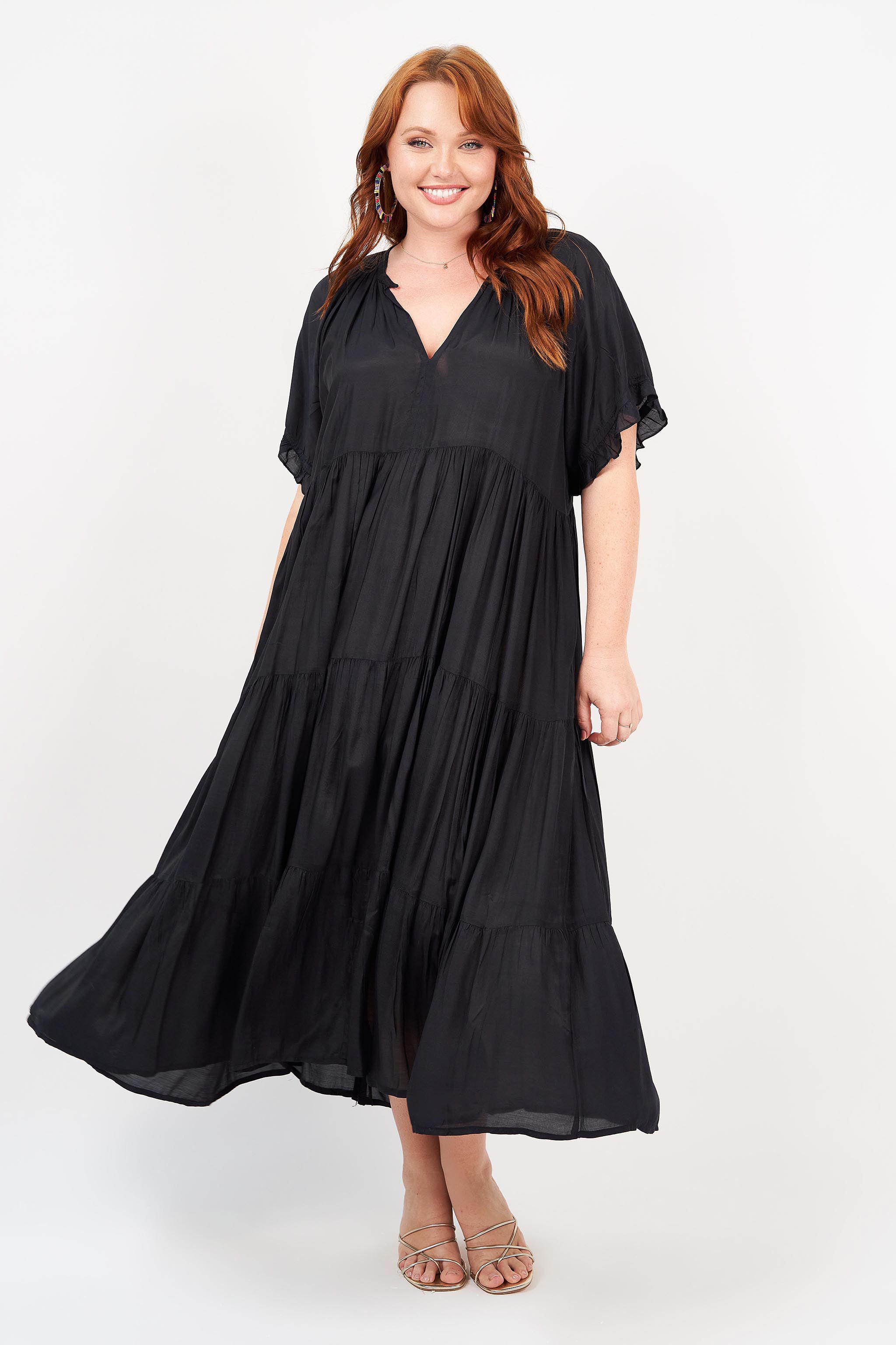 Amisha Short Sleeve Maxi Black Block