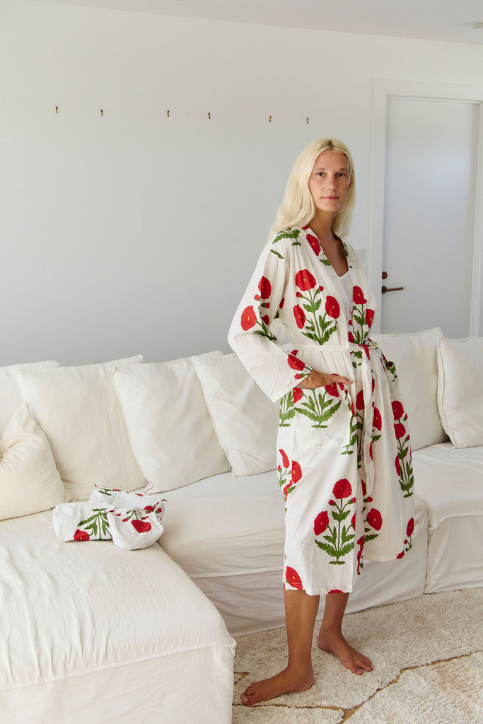 Poppy Whisper Cotton Robe – Naudic
