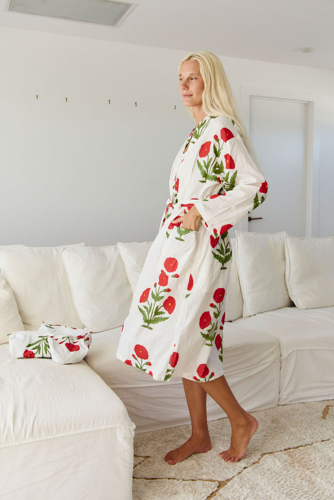 Poppy Whisper Cotton Robe – Naudic