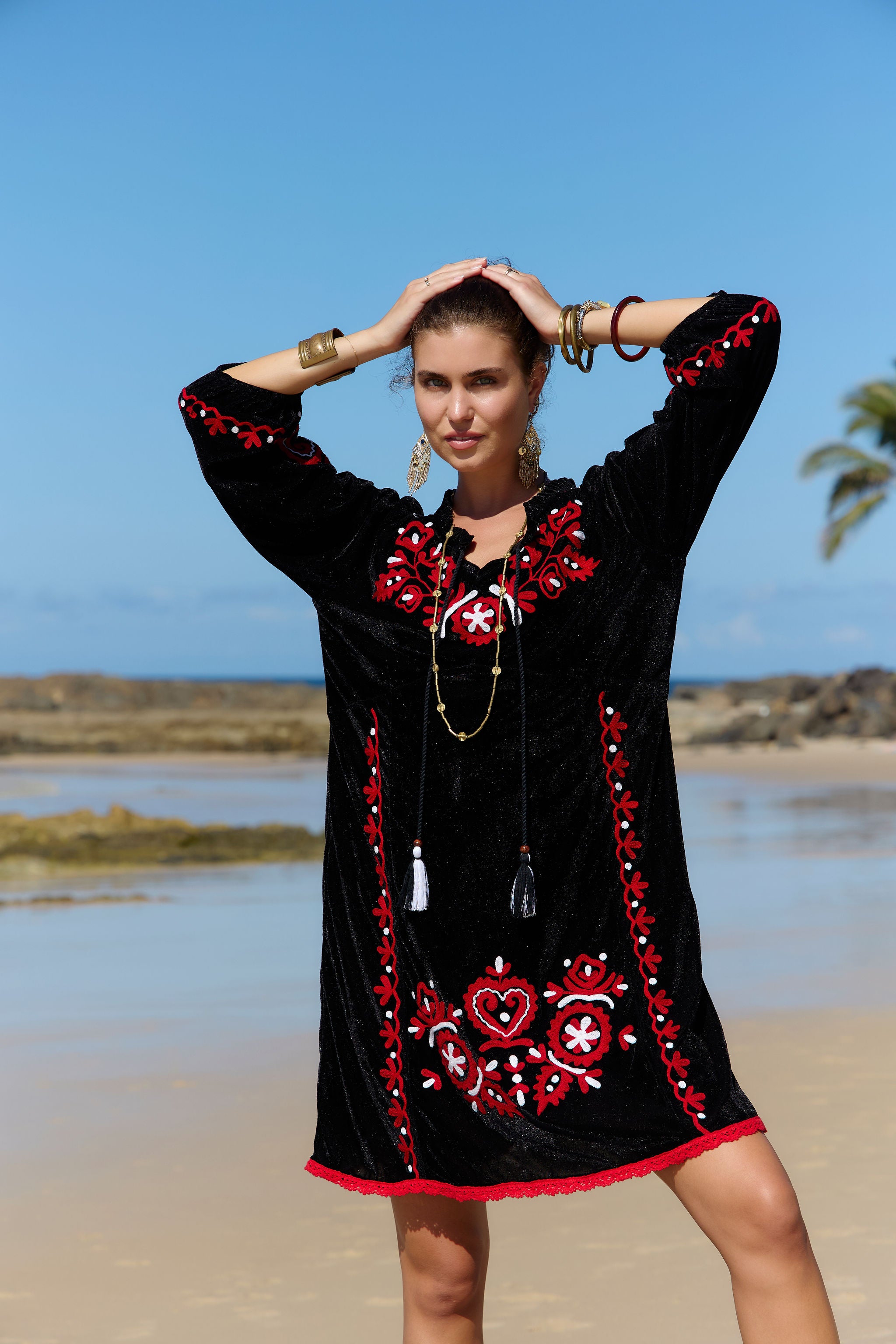 Spell Dress Bronte Embroidery Black – Naudic
