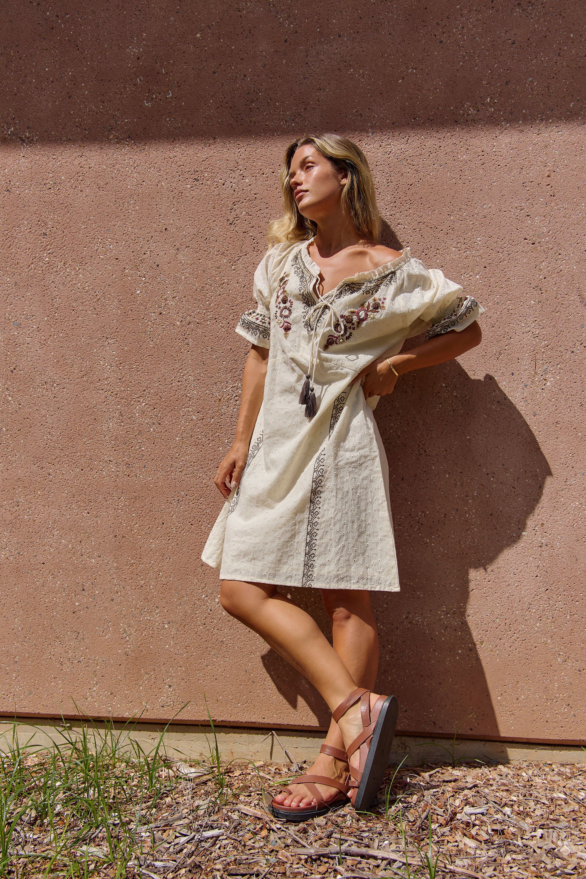 Spell Dress Cream Embroidery