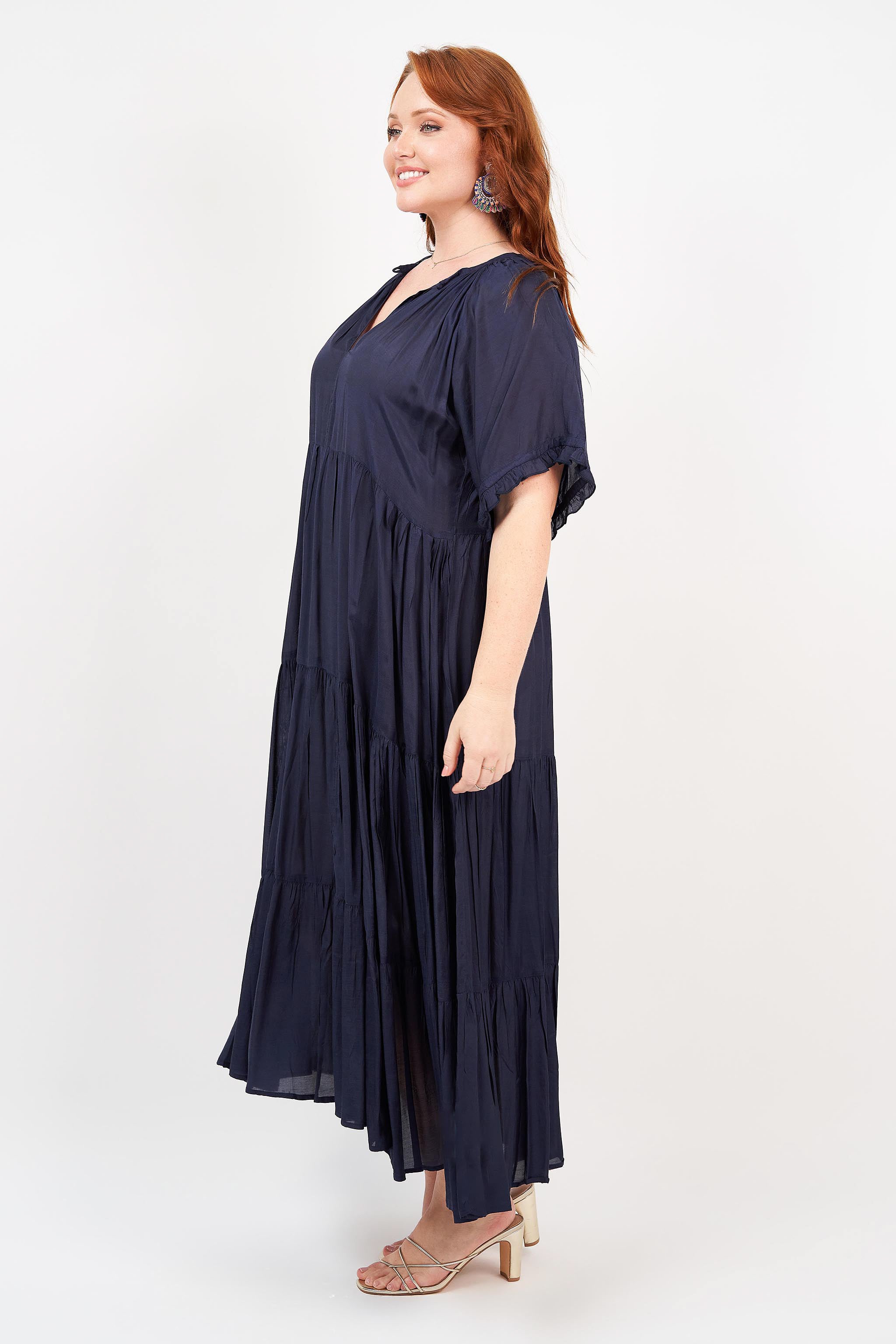 Amisha Short Sleeve Maxi Navy Block